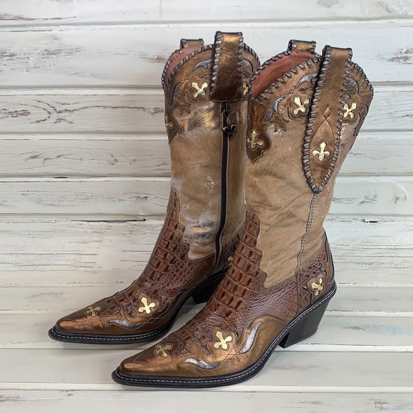 Donald J. Pliner Shoes - Donald J Pliner Metallic Calf Hair Cowboy Boot